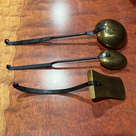 Set of 3 Copper and Iron Cooking Ladle, Spoon and Spatula Can Be Hung - Picture 5 of 9